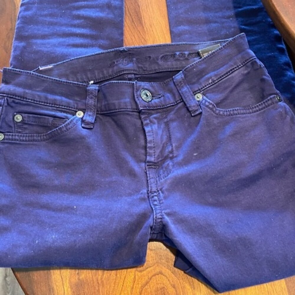 7 for all Mankind * DARK PURPLE Stretch ankle JEANS ~ worn 1x ~ sz 24 (0 / 00)